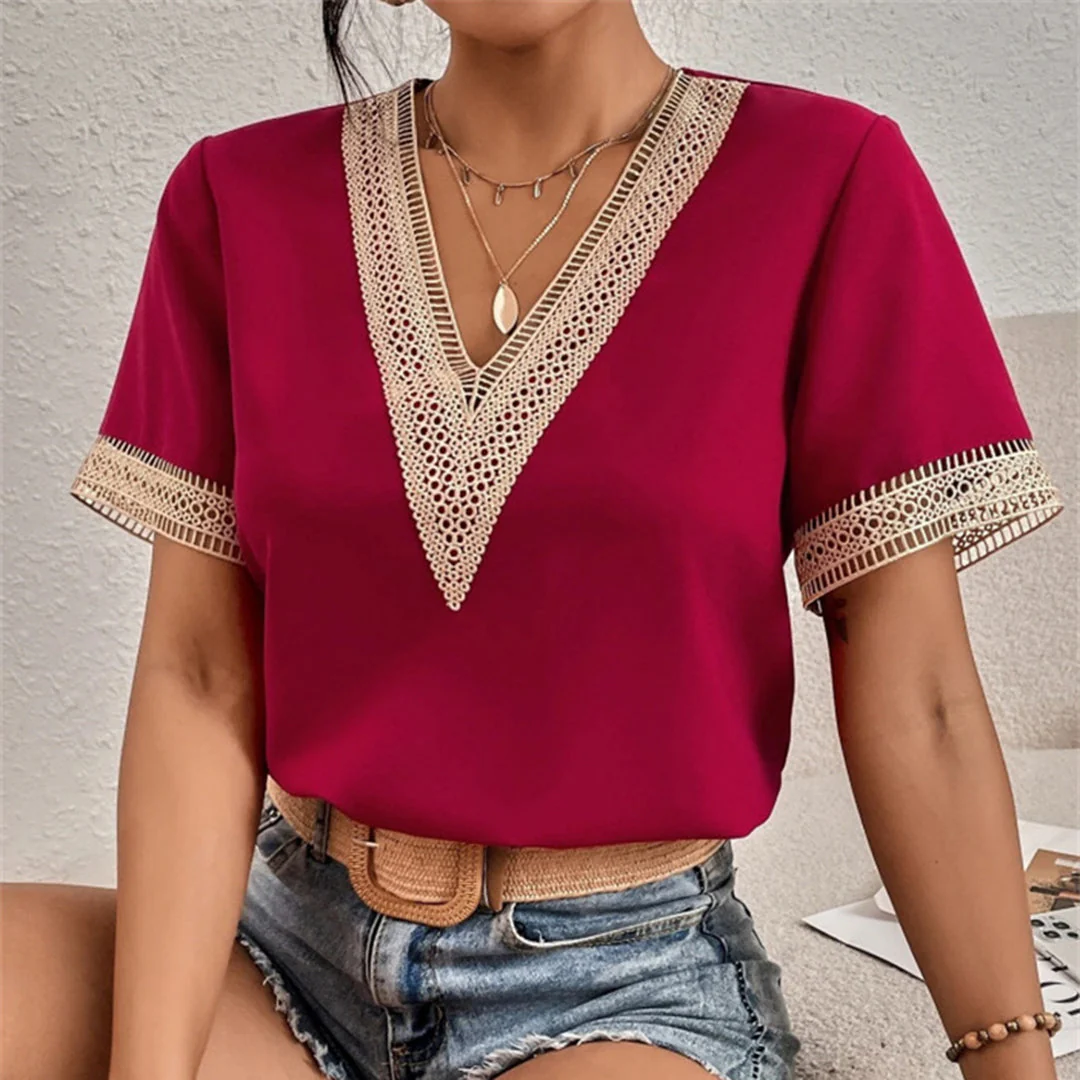 Damen-T-Shirt mit V-Ausschnitt – reguläre Passform und vielseitiger Stil - Image 4