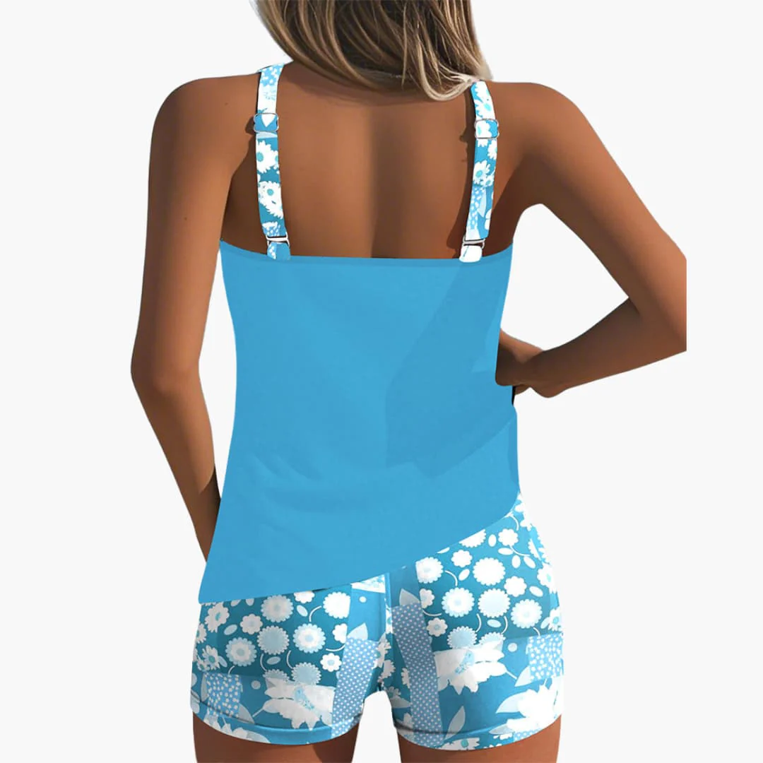 Damen Tankini-Badeanzug-Set mit Blumendruck und Racerback-Ausschnitt - Image 9