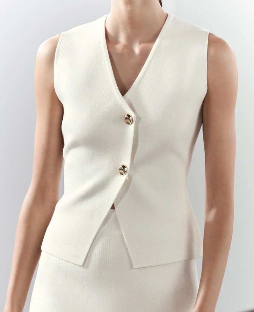 Damen Top | ärmellose Gilet-Form mit V-Ausschnitt - Image 2