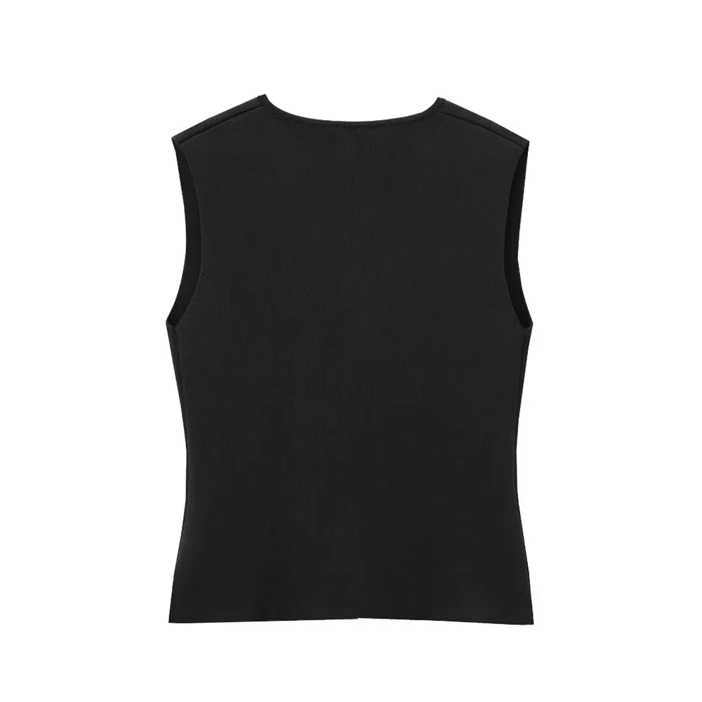 Damen Top | ärmellose Gilet-Form mit V-Ausschnitt - Image 3