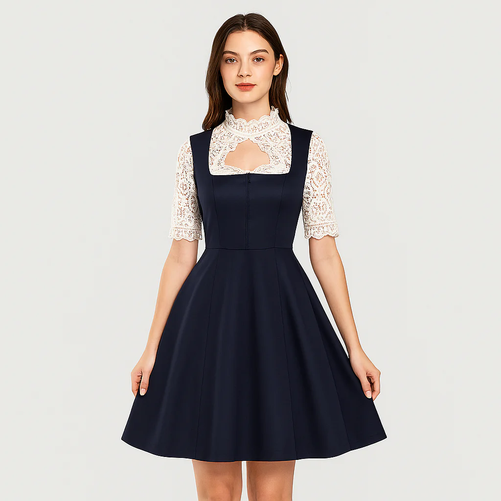 Damen Trachtenkleid – Spitzen-Dirndl für Oktoberfest in München - Image 3