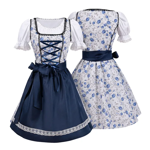 Damen Traditionelles Blau Oktoberfest Dirndl Kleid - Image 5