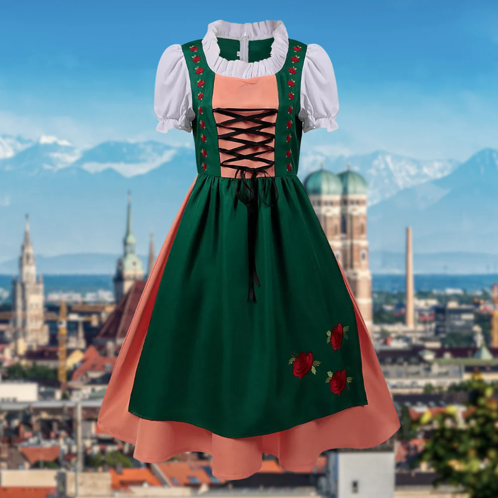 Damen Traditionelles Deutsches Midi Oktoberfest Dirndl Kleid - Image 3