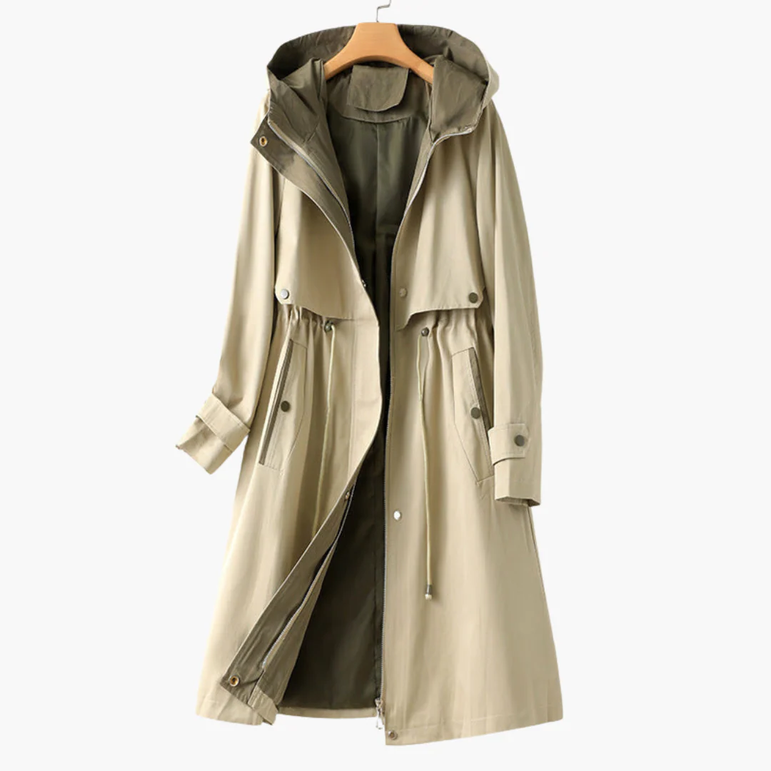 Damen Trenchcoat mit Kapuze und Reißverschluss - Image 2