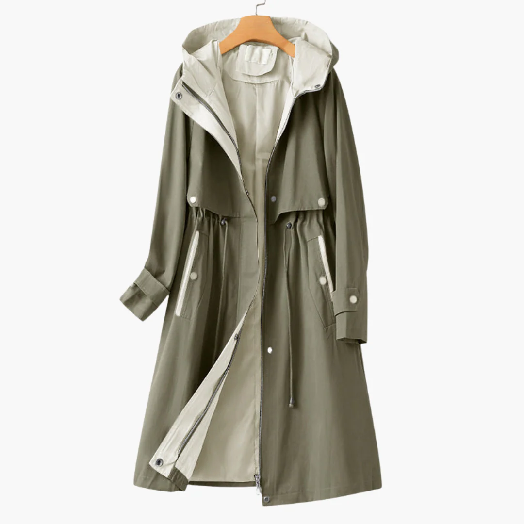 Damen Trenchcoat mit Kapuze und Reißverschluss - Image 3