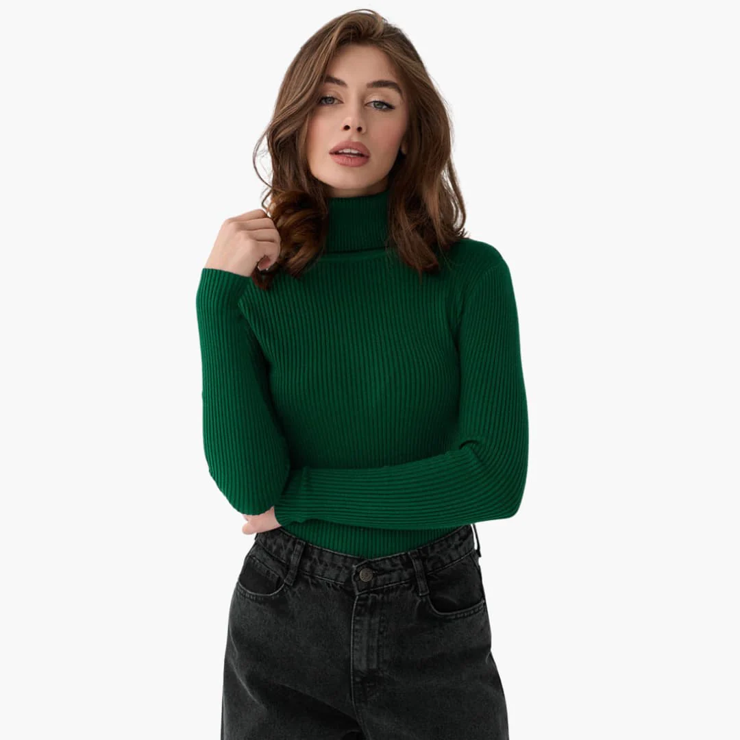 Damen Turtleneck Pullover mit gerippten Bündchen und Saum - Image 13