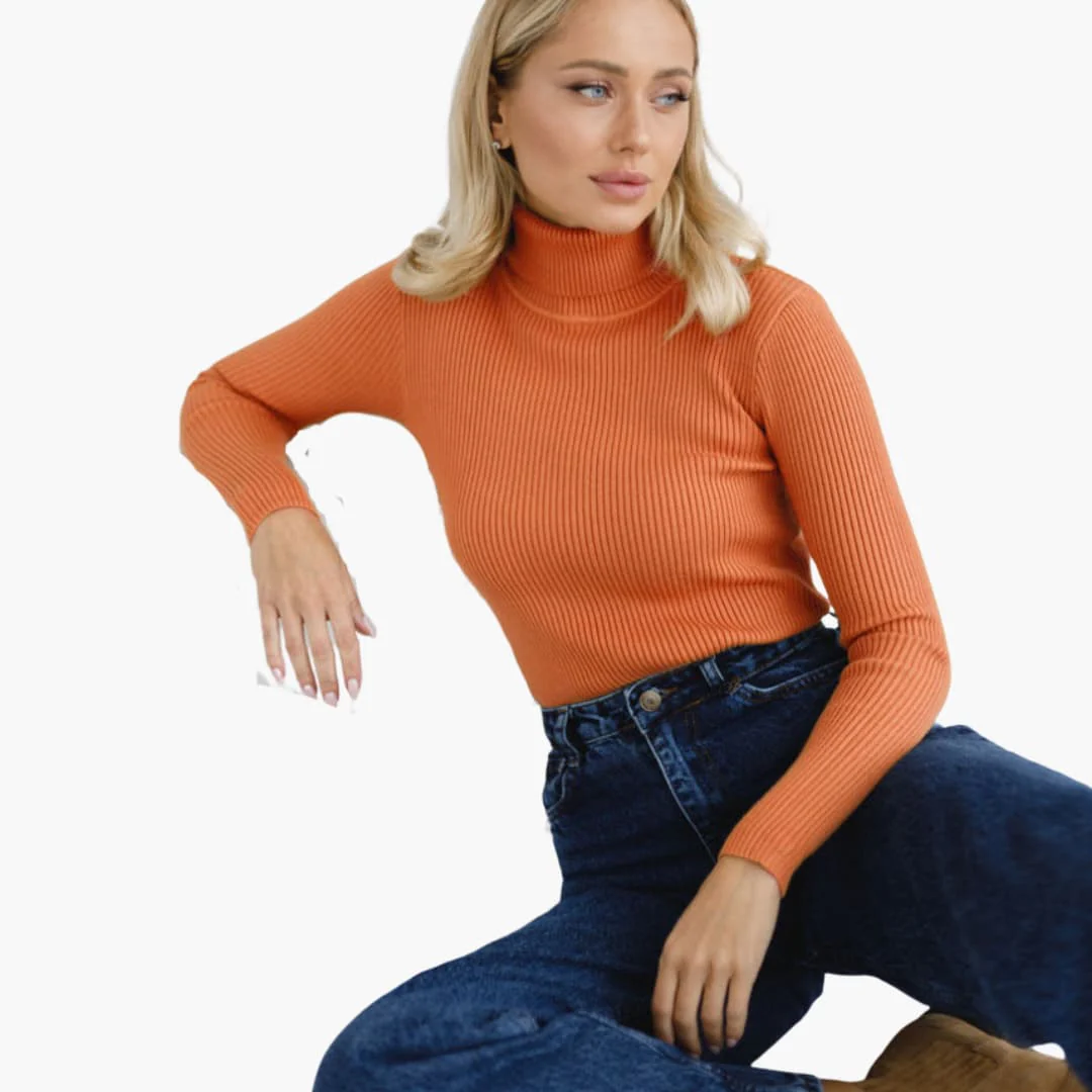 Damen Turtleneck Pullover mit gerippten Bündchen und Saum - Image 14