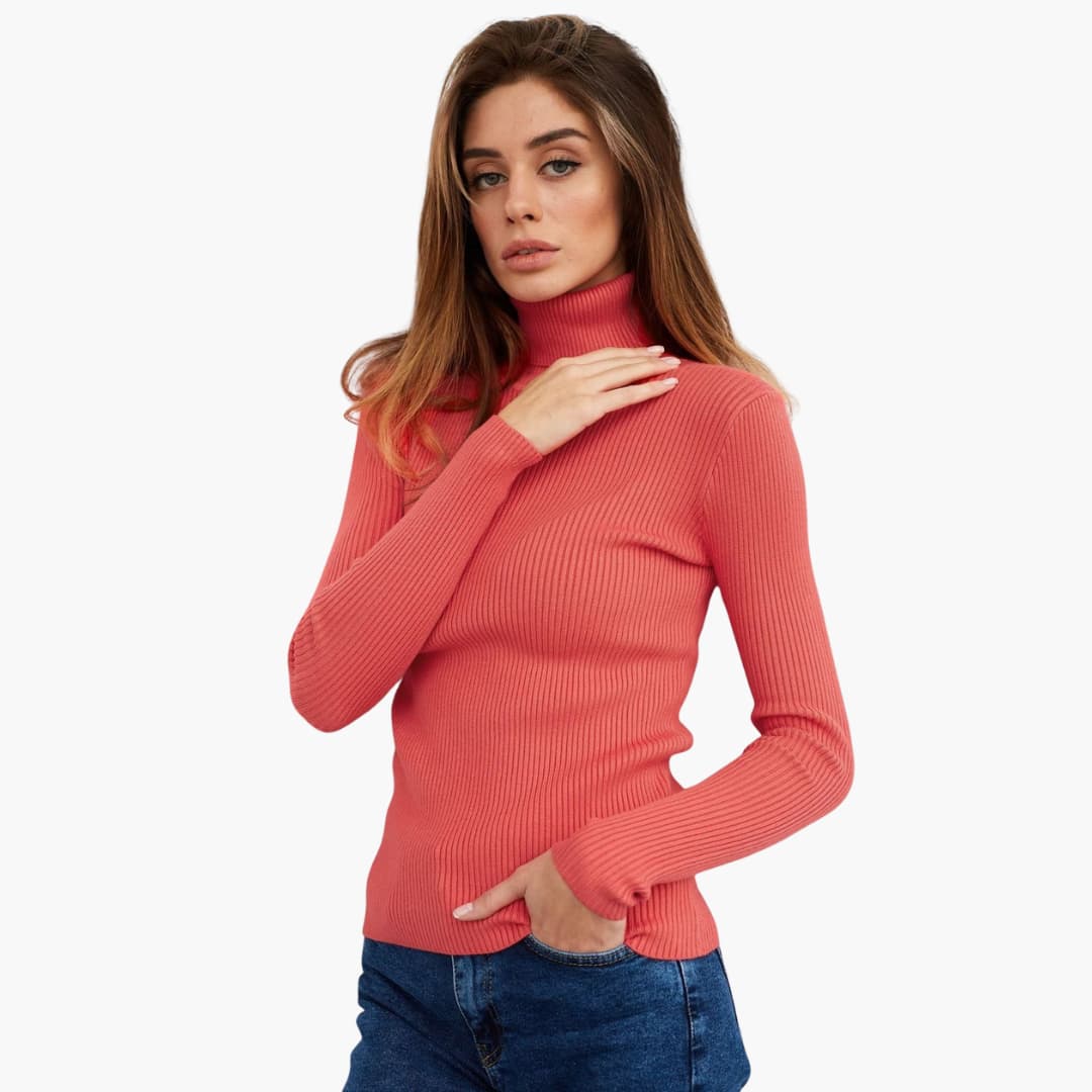 Damen Turtleneck Pullover mit gerippten Bündchen und Saum - Image 15