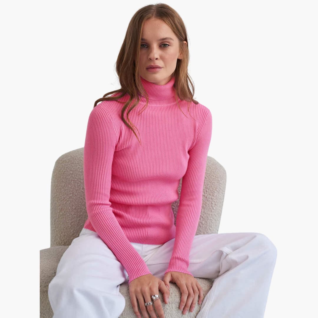 Damen Turtleneck Pullover mit gerippten Bündchen und Saum - Image 16