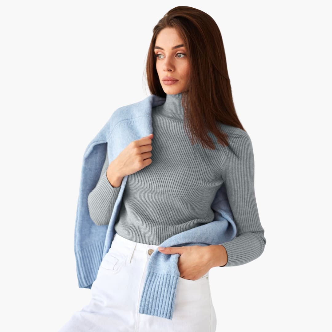 Damen Turtleneck Pullover mit gerippten Bündchen und Saum - Image 22
