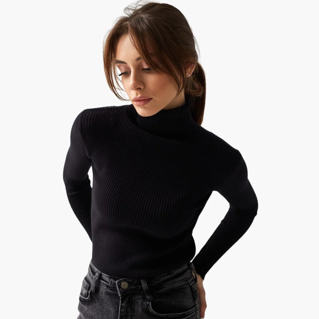 Damen Turtleneck Pullover mit gerippten Bündchen und Saum - Image 24