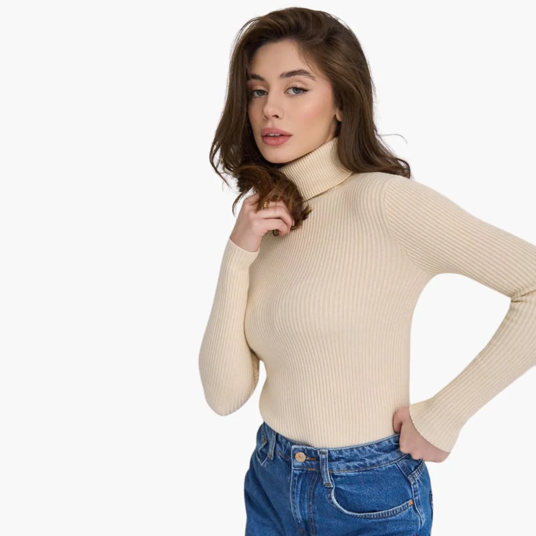 Damen Turtleneck Pullover mit gerippten Bündchen und Saum - Image 3