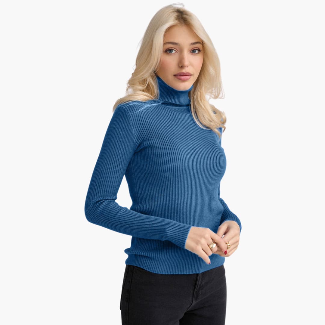 Damen Turtleneck Pullover mit gerippten Bündchen und Saum - Image 9