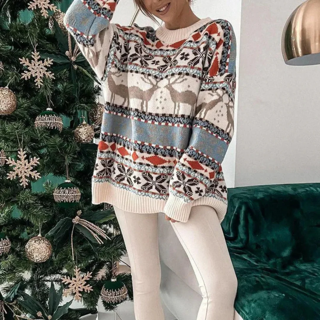 Damen Übergroßer Weihnachtspullover Gemütlich Weicher Stoff - Image 3