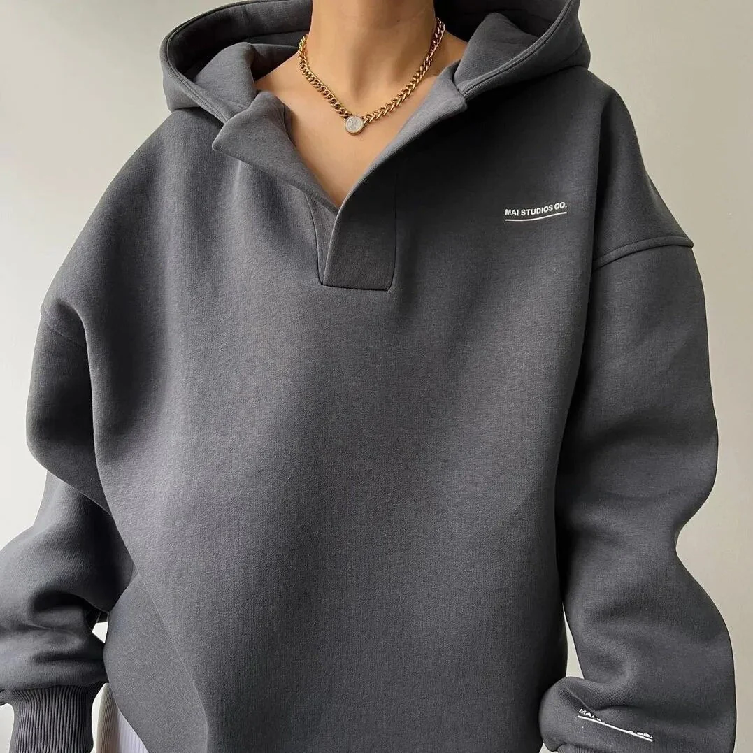Damen Übergroß Kapuzenpullover | Tropfen Schulter - Image 2