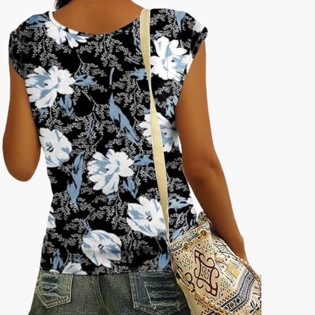 Damen V-Ausschnitt Shirt mit Cap-Ärmeln für den Sommer - Image 2