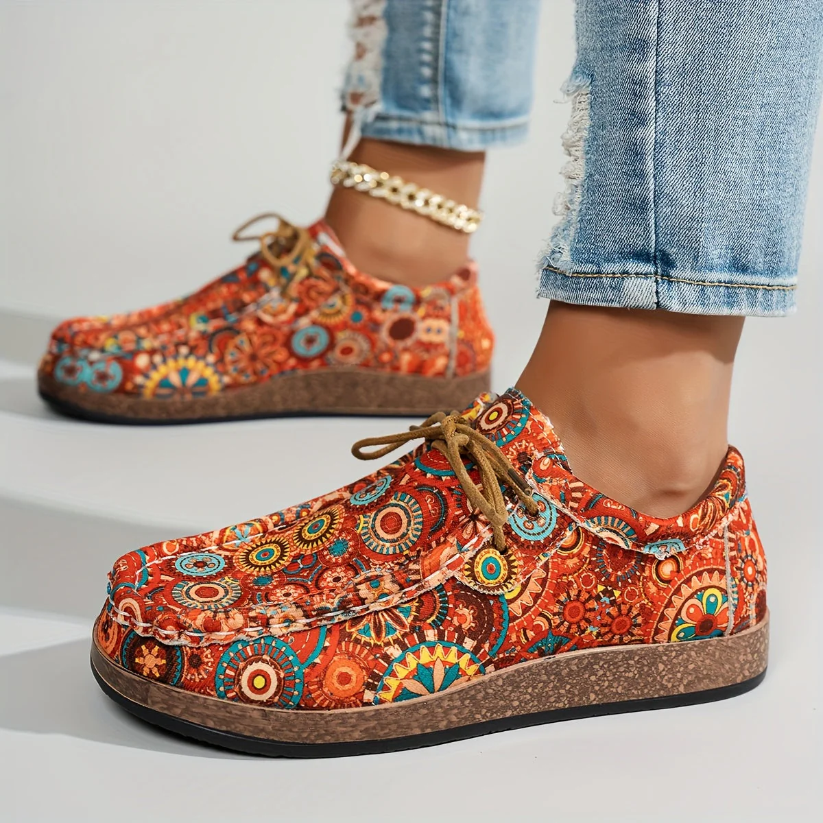 Damen Vintage Blumen Schnürschuhe - Image 5