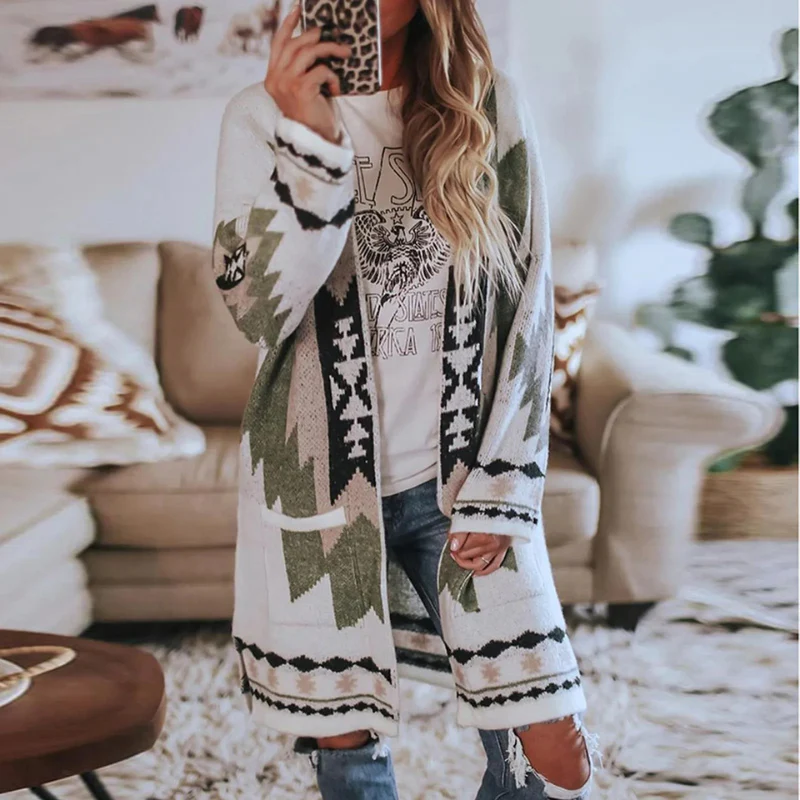 Damen Vintage Bohème Strickjacke | Lang - Image 2
