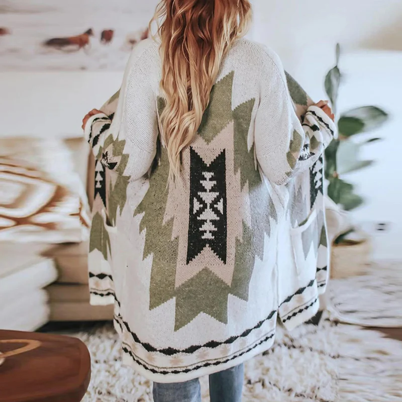 Damen Vintage Bohème Strickjacke | Lang - Image 3