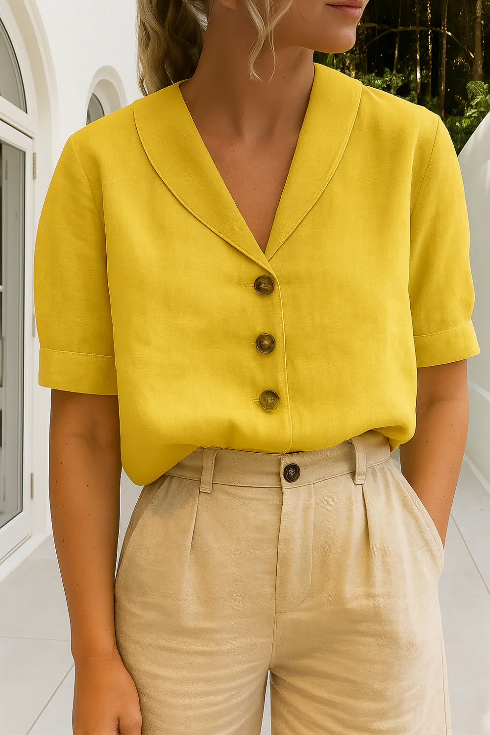 Damen Vintage elegante Bluse | Kurzarm - Image 6