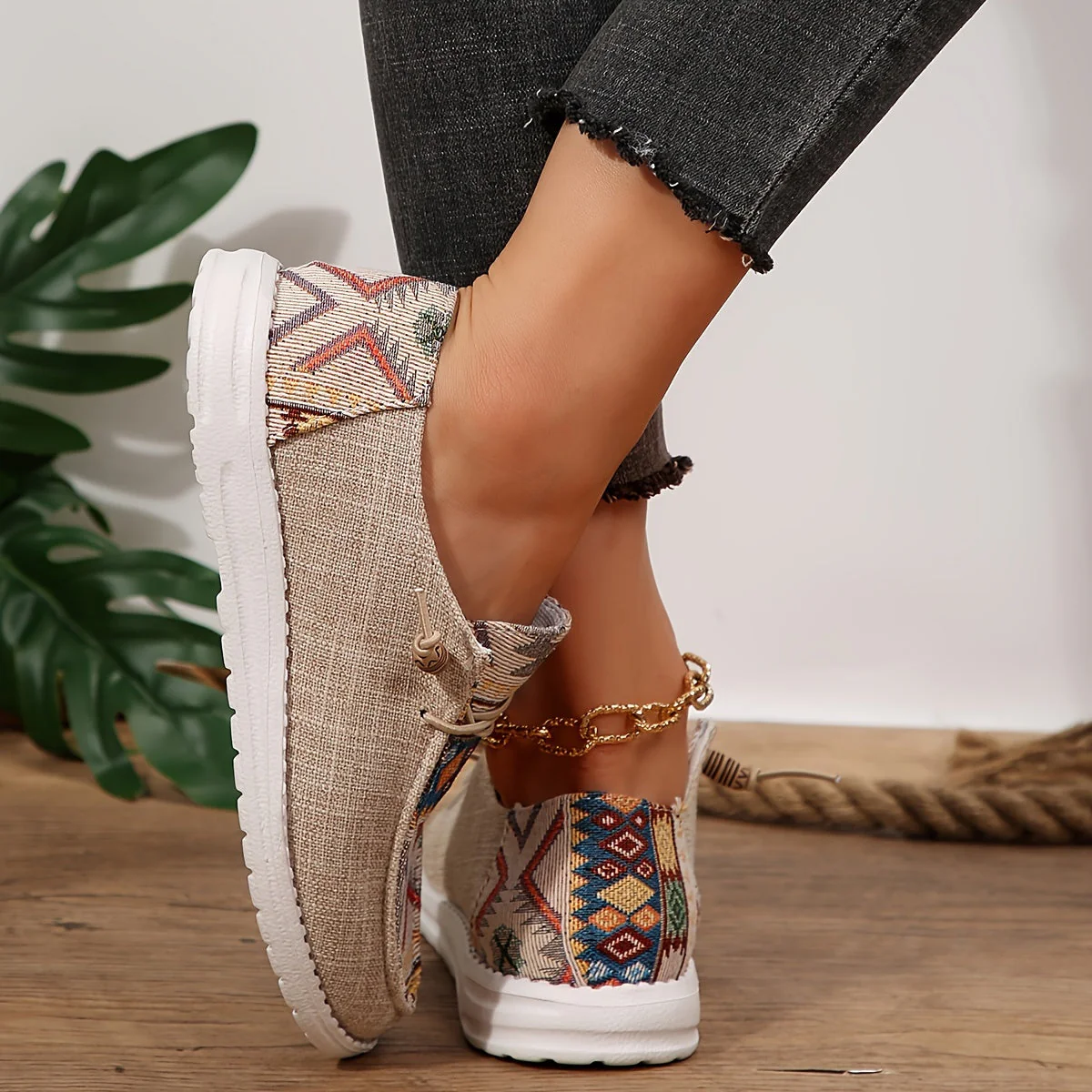 Damen Vintage Ethnische Schnürsenkel Schuhe - Image 9