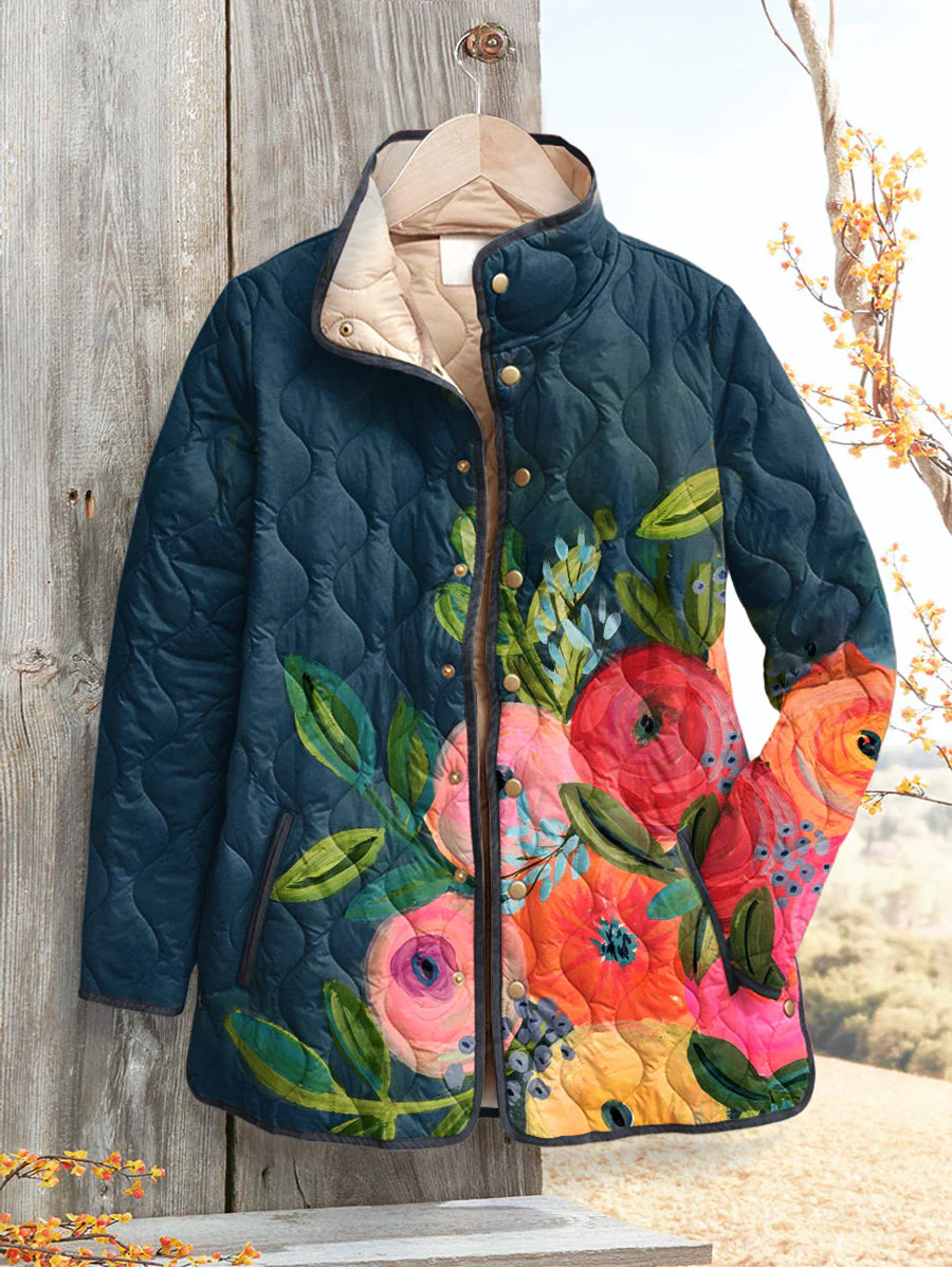 Damen Vintage Floral Print Steppjacke - Image 2