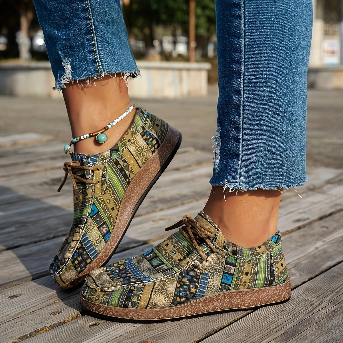 Damen Vintage Geometrisch Gedruckte Schuhe - Image 2