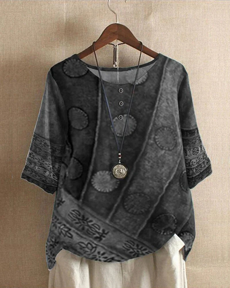 Damen Vintage-lebendiges Oberteil | Kurzarm - Image 4