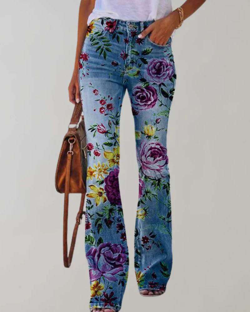 Damen Vintage Schlag-Jeans mit Blumenmuster | Sommer - Image 5
