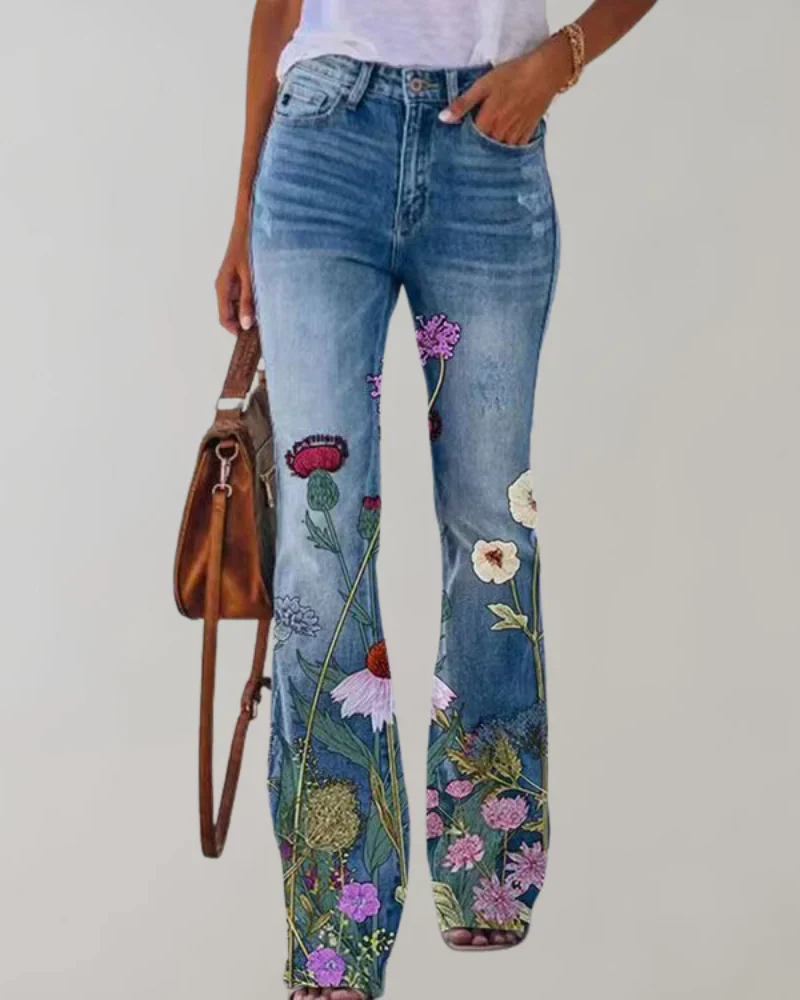 Damen Vintage Schlag-Jeans mit Blumenmuster | Sommer - Image 6