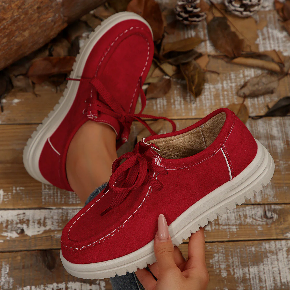 Damen Vintage Schnür-Mokassinschuhe - Image 11