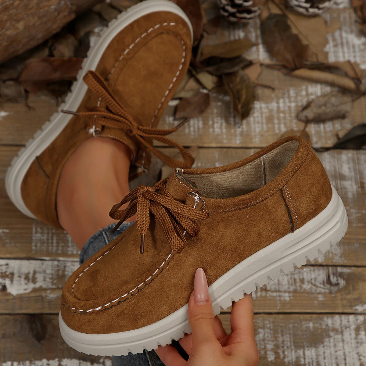 Damen Vintage Schnür-Mokassinschuhe - Image 12