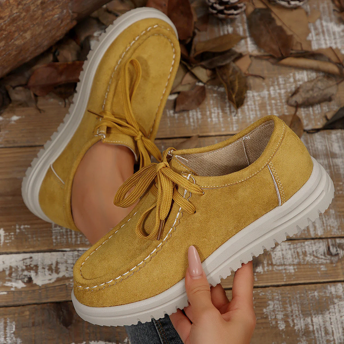Damen Vintage Schnür-Mokassinschuhe - Image 14