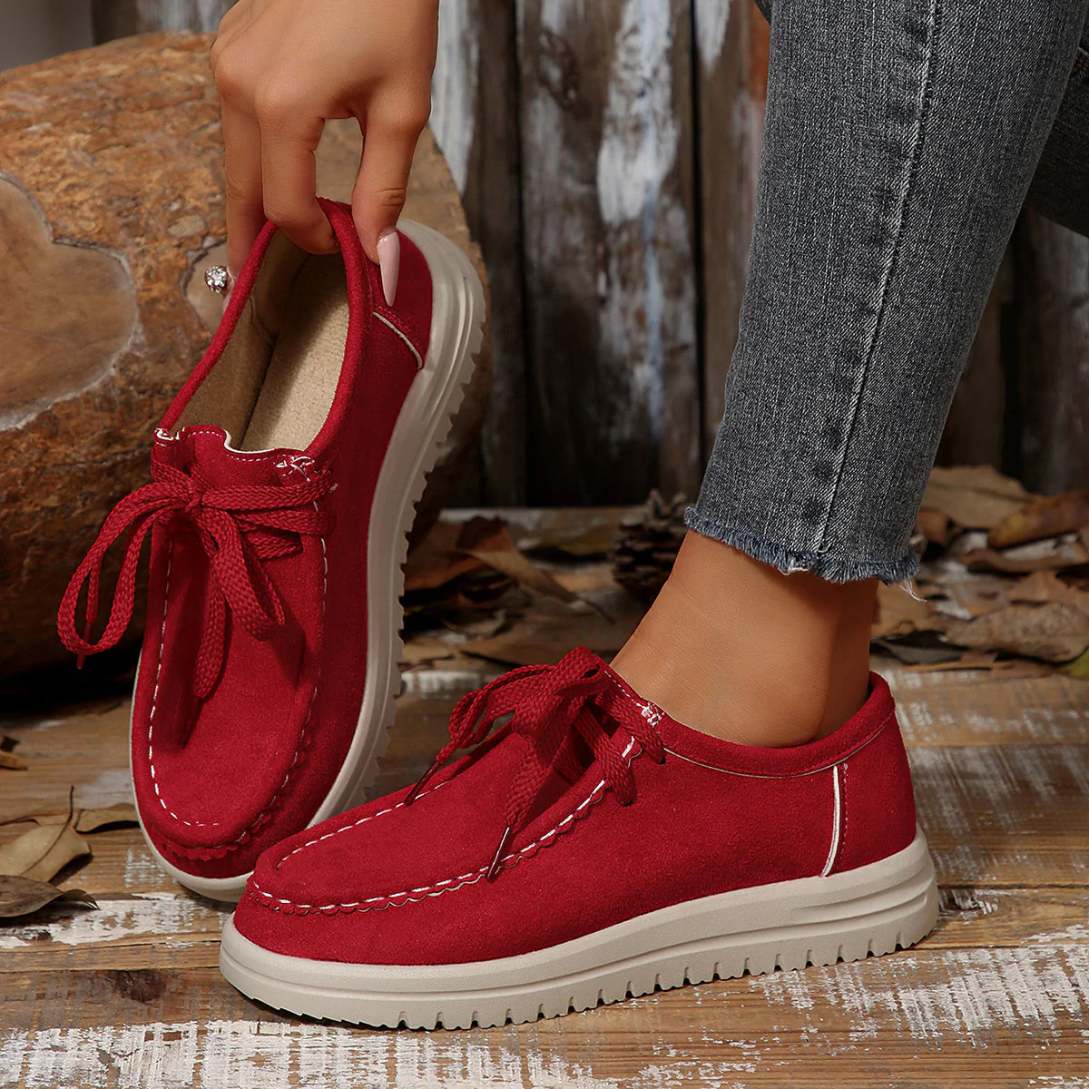Damen Vintage Schnür-Mokassinschuhe - Image 2