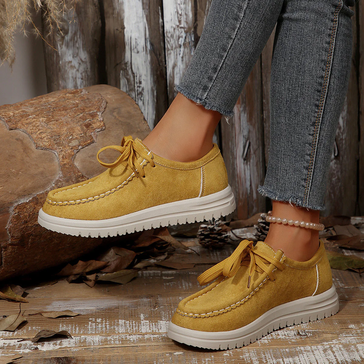 Damen Vintage Schnür-Mokassinschuhe - Image 4
