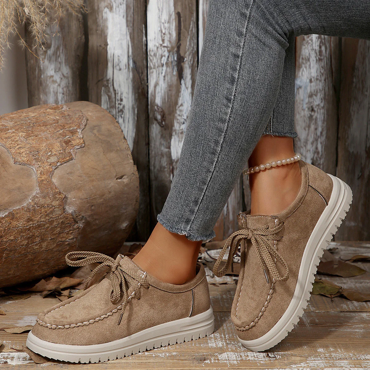 Damen Vintage Schnür-Mokassinschuhe - Image 7