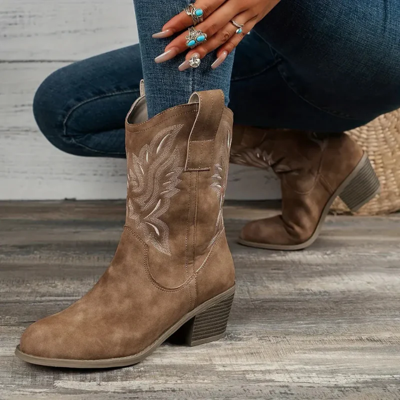 Damen Vintage-Stiefel mit Absatz | Cowboy - Image 2