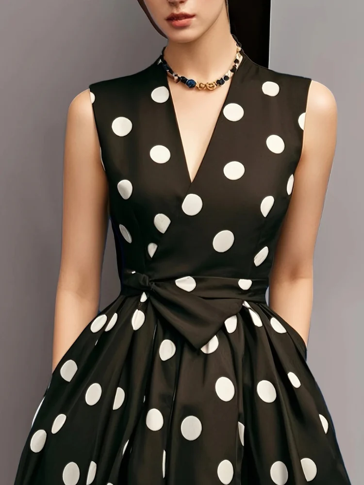Damen Vintage-Wickelkleid mit Polka-Dots | Midi - Image 2