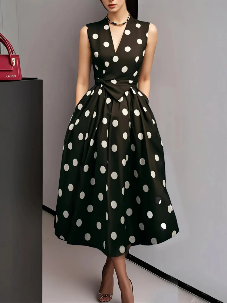 Damen Vintage-Wickelkleid mit Polka-Dots | Midi - Image 6
