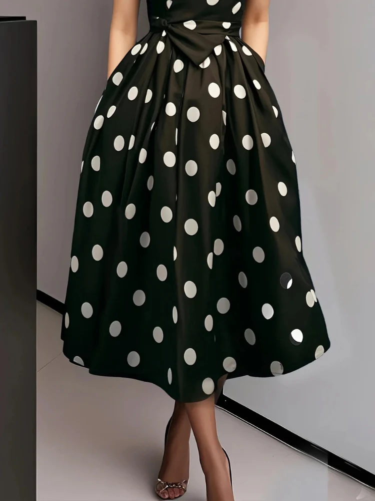 Damen Vintage-Wickelkleid mit Polka-Dots | Midi - Image 8