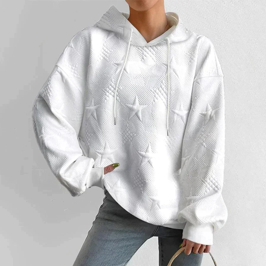 Damen Weißer Strick Kapuzenpullover | Lange Ärmel - Image 3