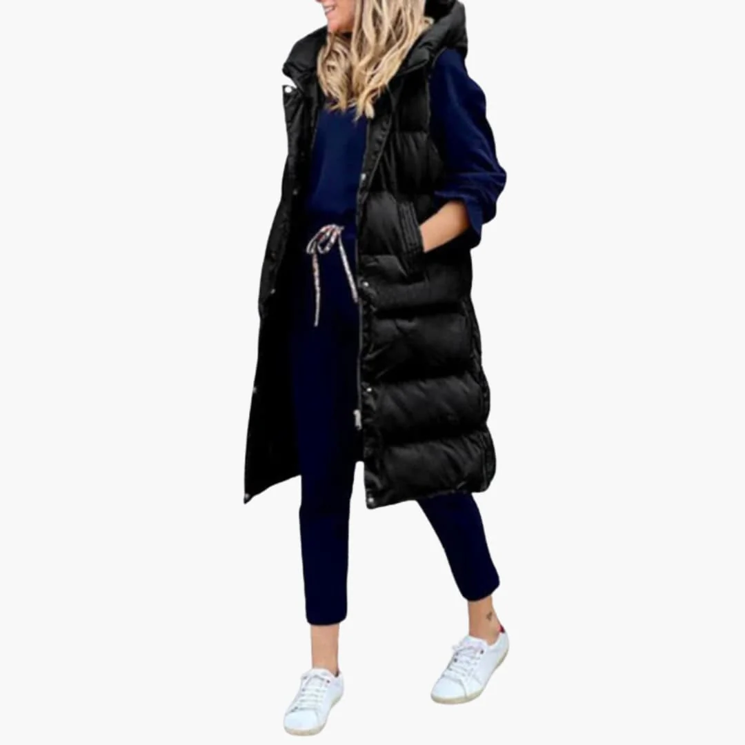 Damen Weste mit Kapuze und Steppdesign sowie Seitentaschen - Image 2