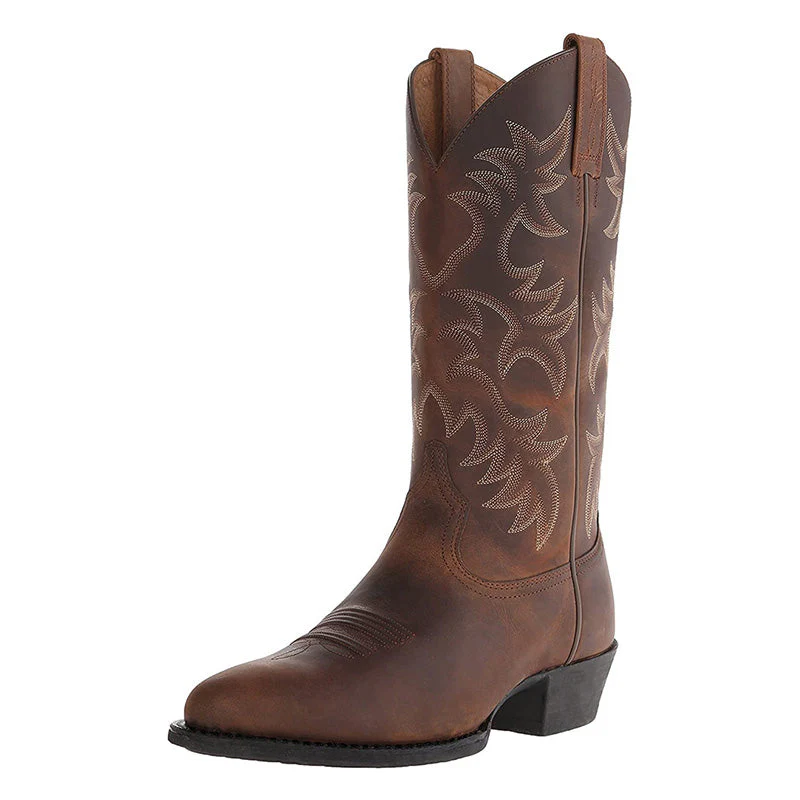 Damen Western-Cowboystiefel in Mittlerer Höhe mit Spitzem Zehenbereich und Dekorativer Ziernaht - Image 2
