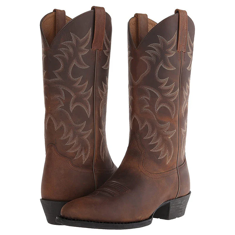 Damen Western-Cowboystiefel in Mittlerer Höhe mit Spitzem Zehenbereich und Dekorativer Ziernaht - Image 9