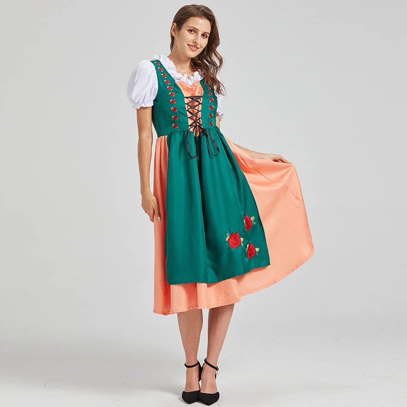 Damen Zweifarbiges Besticktes Dirndlkleid | Midi Herbstfest - Image 2