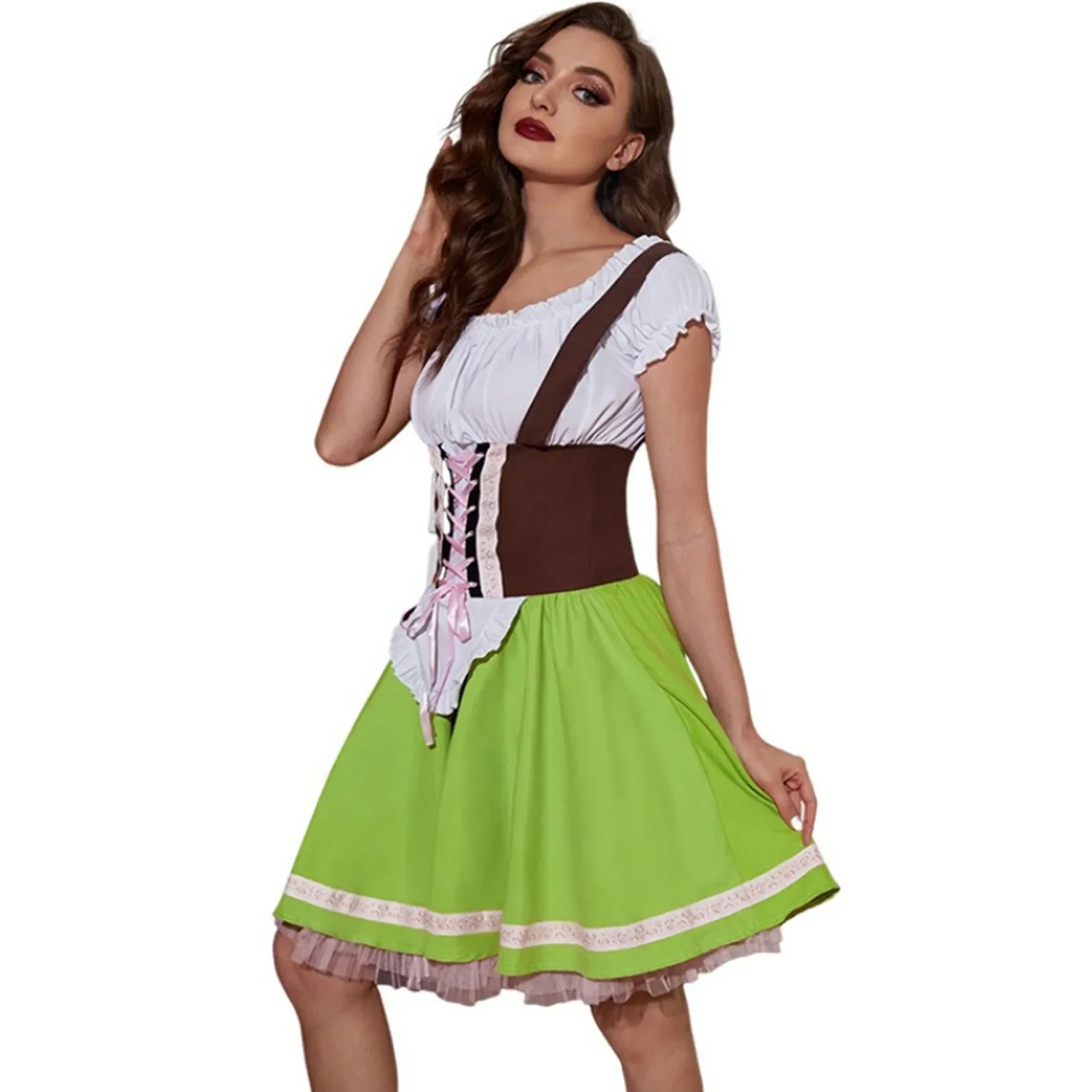 Damen Zweifarbiges Schnür-Dirndlkleid | Midi - Image 4