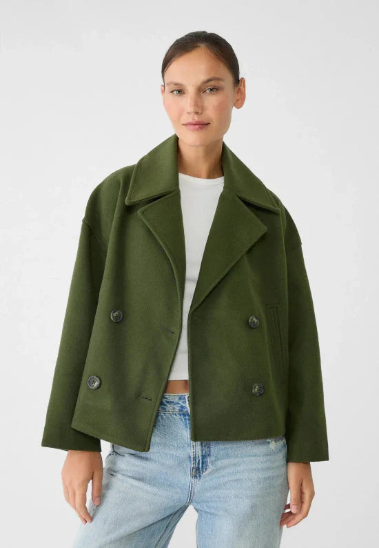 Damen Zweireihige Kurzjacke mit Breitem Reverskragen - Image 3