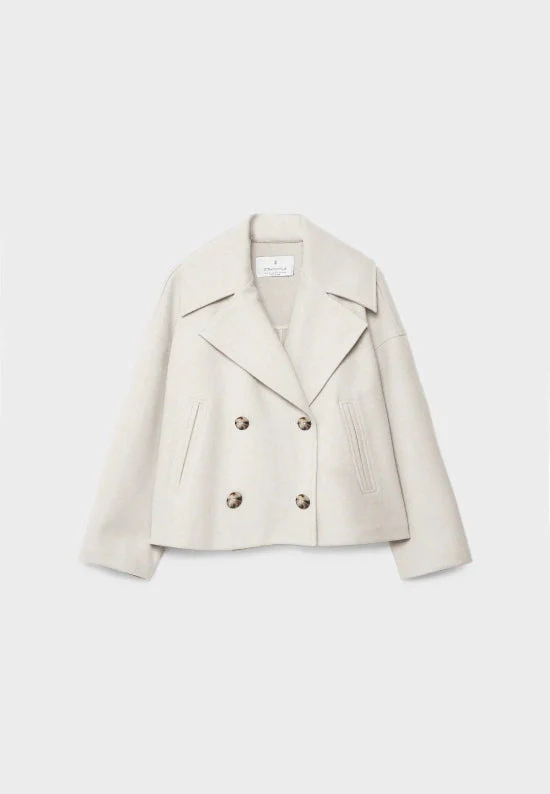 Damen Zweireihige Kurzjacke mit Breitem Reverskragen - Image 8