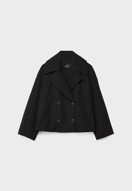Damen Zweireihige Kurzjacke mit Breitem Reverskragen - Image 9