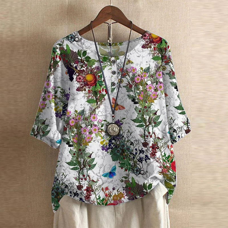 Brigitte | Damen Bluse Blumenmuster Lockere Passform – Blumenbluse Locker Sommer 2026 - Image 10